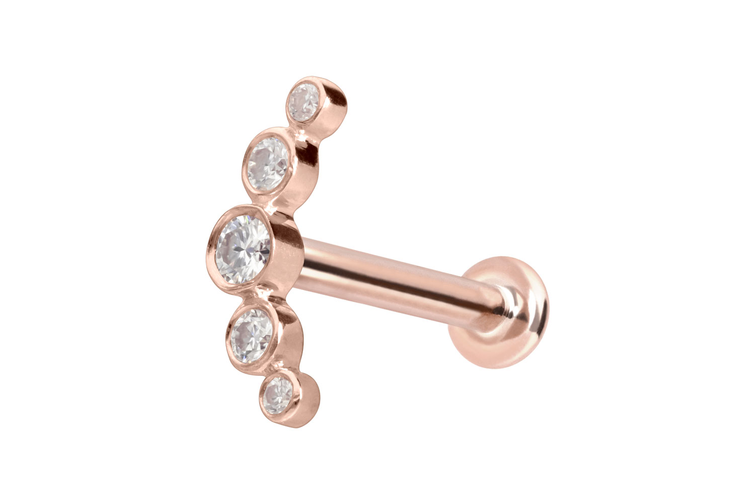 14 Karat Gold Labret Piercing mit Innengewinde MOISSANIT-BOGEN